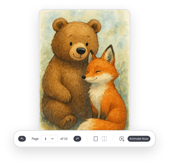 Preview of an illustrated story page created with AlsonAI