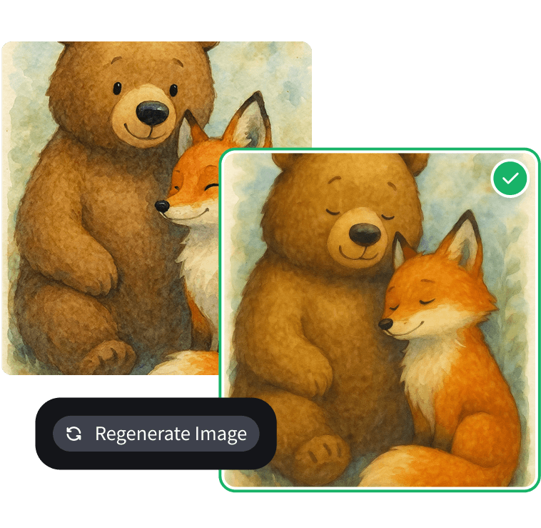 Editing and regenerating an illustration in the AlsonAI story editor
