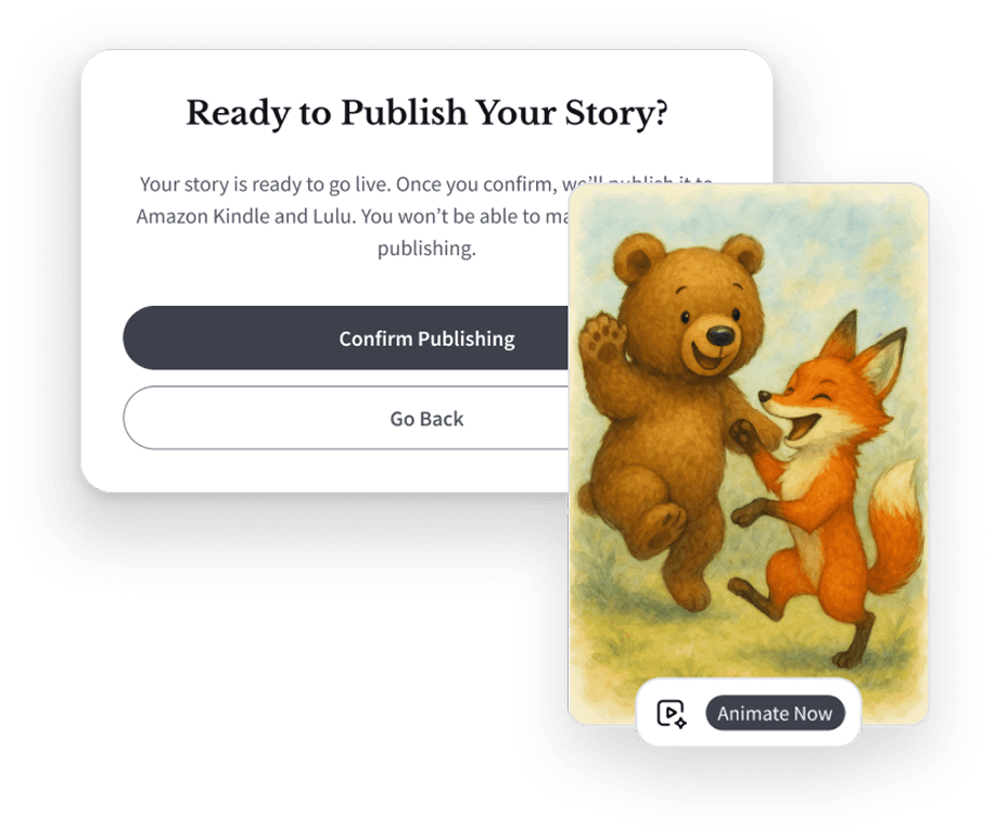 Publishing or animating the finished book